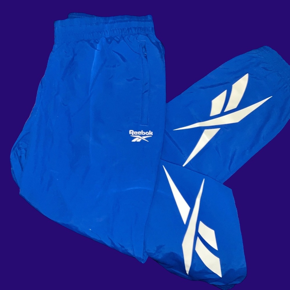 Reebok Vector blue and white track pants size large